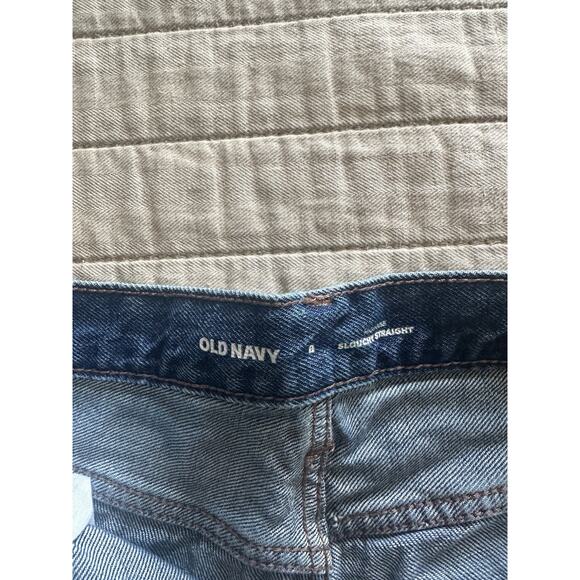 Old Navy Women's Size 8 Denim Blue Jean Shorts High rise Slouch Straight Style - Picture 2 of 4